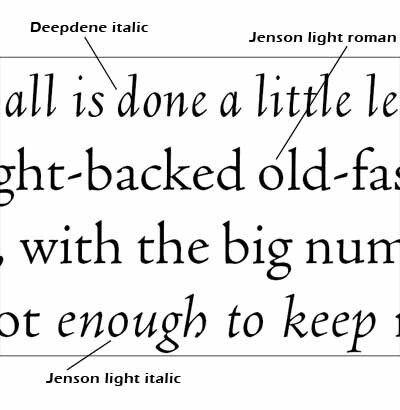 Deepdene italic with Adobe Jenson roman